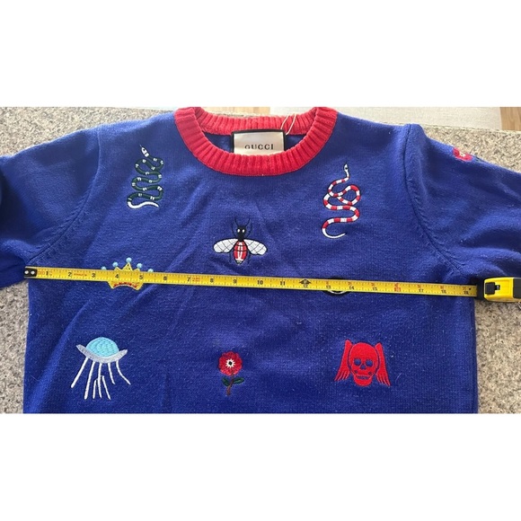 Designer All Over Embroidered Patch Style Fashion Sweater Small/Medium - Picture 10 of 16